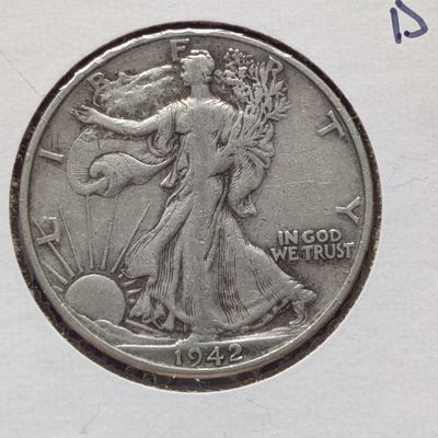 1942-D US Walking Liberty Half Dollar, 90% Silver