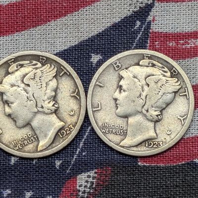 Sale Photo Thumbnail #376: 1923-P & 1923-S Mercury Dimes, 90% Silver