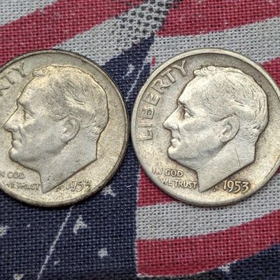 Sale Photo Thumbnail #160: 1953-D and 1953-S US Roosevelt Dimes, 90% Silver