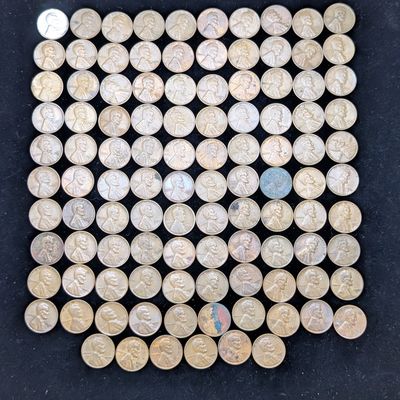 Sale Photo Thumbnail #113: (106) Assorted Lincoln Wheat Cents - Mixed Dates and Mint Marks - Includes 1943 Wartime Steel Cent