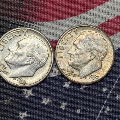 Sale Photo Thumbnail #178: 1957-P and 1957-P Roosevelt Dimes, 90% Silver