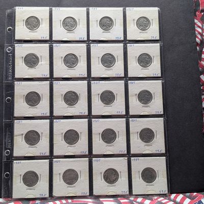 Sale Photo Thumbnail #284: (20) 1937 Indian Head Buffalo Nickels