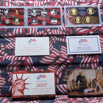 Sale Photo Thumbnail #365: 2007-S US Mint Silver Proof Set W/ State Quarters & Presidential Dollars - OGP and COA - Contains (7) 90% Silver Coins