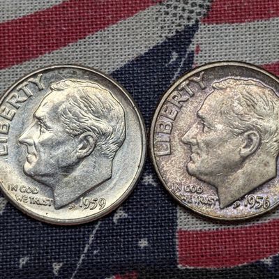 Sale Photo Thumbnail #313: 1956-P and 1959-P US Roosevelt Silver Dimes, 90% Silver