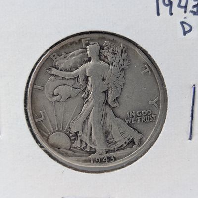 1943-D US Walking Liberty Half Dollar, 90% Silver