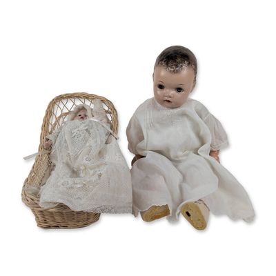 2pc Ideal Doll Co. Composition Baby Doll and Musical Doll