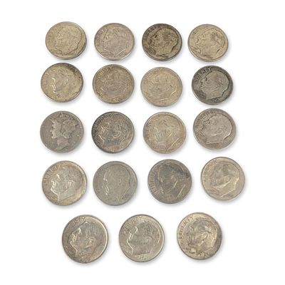 19pc US 90% Silver Dimes