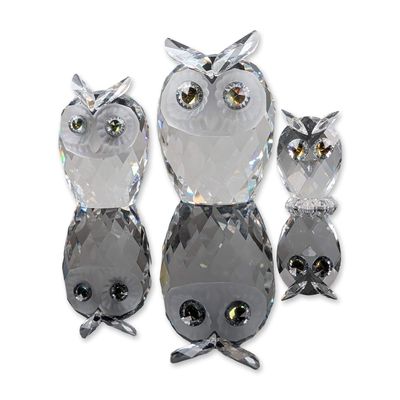 3pc Swarovski Crystal Figurines, Owls