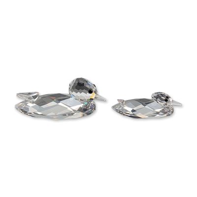 2pc Swarovski Silver Crystal Duck Figurines