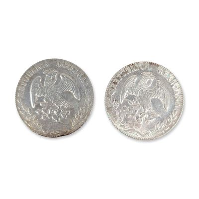 2pc Mexican 8 Reales Silver Coins