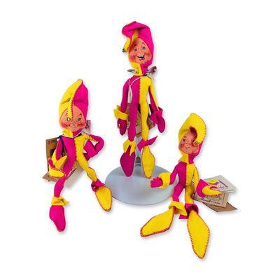3pc Annalee Summer Social Jester Dolls