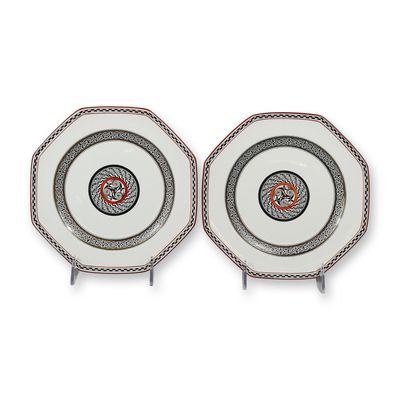 A Pair of Wedgwood Etruria Octagonal Celtic Revival Plates
