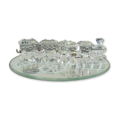 5pc Swarovski Silver Crystal Mini Train Figurines Base