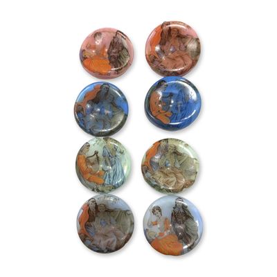 A SET OF DIVISION THREE PICTORIAL GLASS BUTTONS