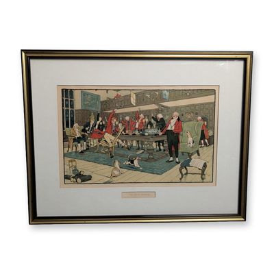 Cecil Aldin (British, 1870-1935) Color Lithograph, The Hunt Supper