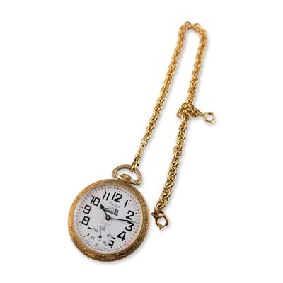 Arnex Swiss Gold-Tone Railroad Pocket Watch