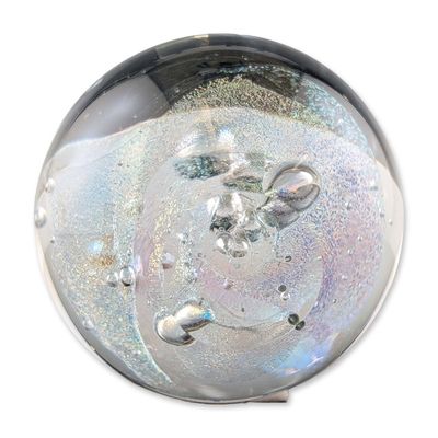 Glass Eye Studio (GES) Dichroic Art Glass Controlled Bubble Paperweight