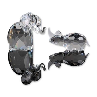2pc Swarovski Silver Crystal Animal Figurines