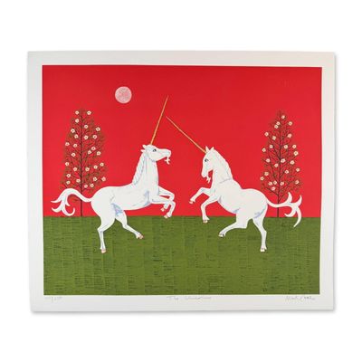 Mark Sabin (American 1936) Screenprint Unicorn signed