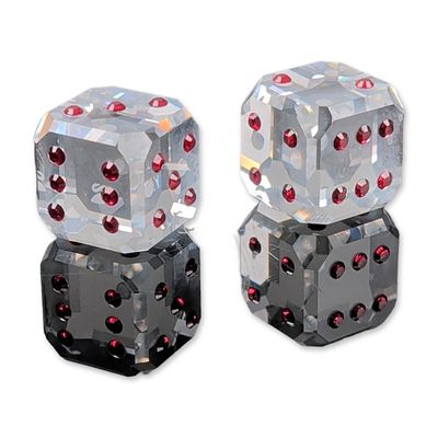 2pc Swarovski Crystal Red Pip Dice