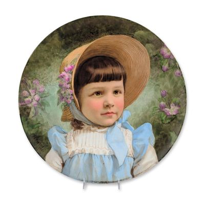 F.A. Francis Hand-Painted Ceramic Portrait Charger, 1881