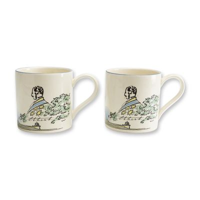 2pc Wedgwood Porcelain Mugs for The Observer and Midland Bank Prince Albert Exhibition Designed by