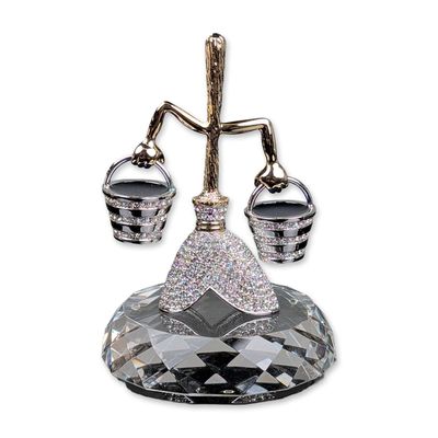 2pc Arribas Brothers Disney Crystal Fantasia Broom Figurine with Base