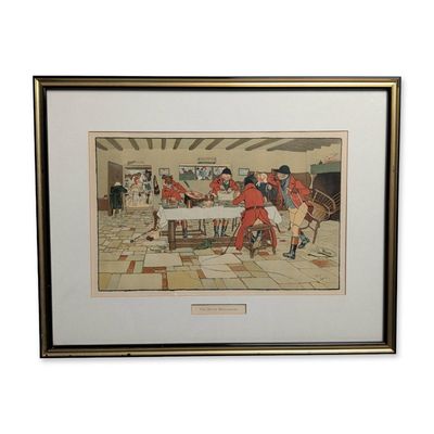 Cecil Aldin (British, 1870-1935) Color Lithograph, The Hunt Breakfast