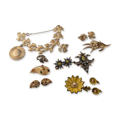 15pc Group of Mid-Century Trifari Coro and Avon Costume Jewelry