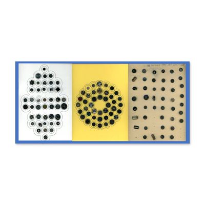3 CARDS OF ASSORTED BLACK GLASS BUTTONS