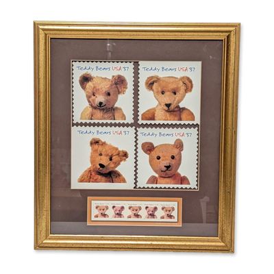 Framed USA 2002 Teddy Bears Commemorative Stamps
