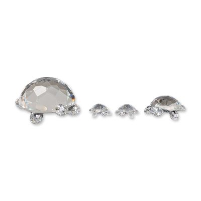 4pc Swarovski Silver Crystal Turtle Figurines