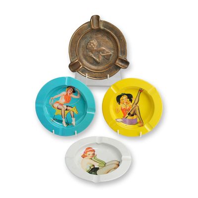 Group of 4 Vintage Pin Up Ashtrays