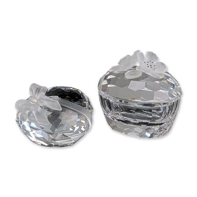 2pc Swarovski Silver Crystal Trinket Box and Sweetheart Paperweight