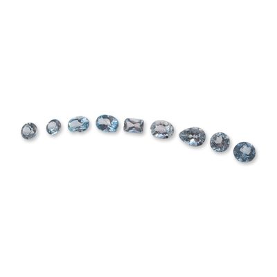 Group of Nine Loose Faceted Blue Gemstones