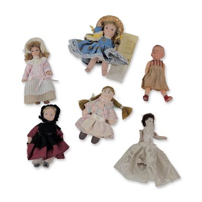 Group of Six Vintage Miniature Dolls