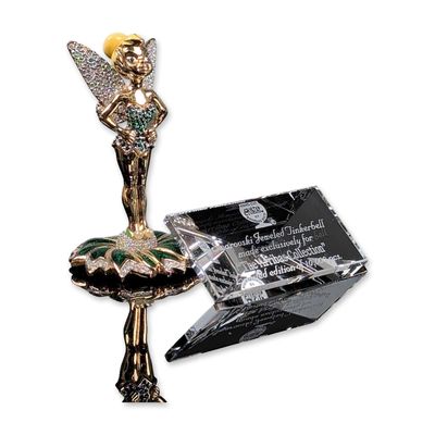 2pc Arribas Brothers Disney Jeweled Tinkerbell Figurine and Title Plaque