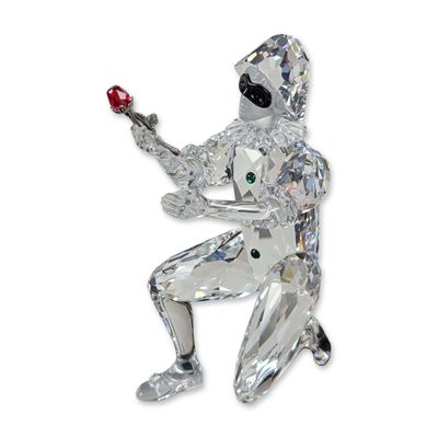 Swarovski 2001 SCS Annual Edition Crystal Figurine, Masquerade Harlequin, Pin and Base