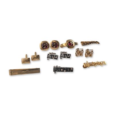 13pc Collection of Anson and Swank Musical Motif Cufflinks and Tie Clips