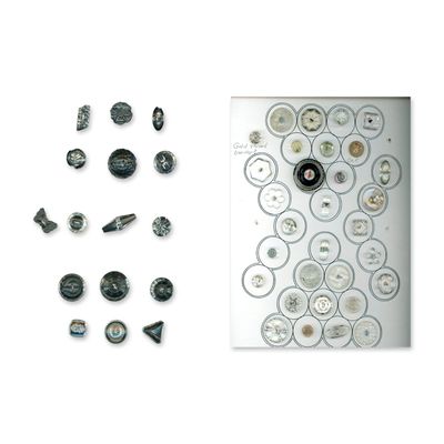 2 CARDS OF ASSORTED CLEAR GLASS BUTTONS