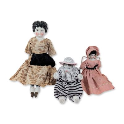 Trio of German Style Porcelain and China Head Dolls