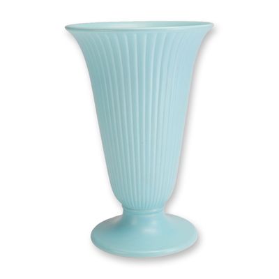 Wedgwood Etruria and Barlaston Matte Blue Fluted Queens Ware Vase