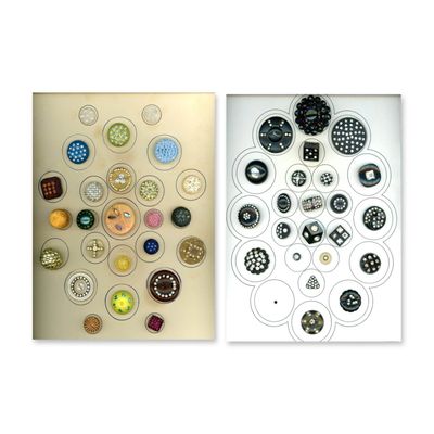 2 CARDS OF "GLITZY" PLASTIC BUTTONS
