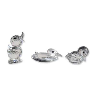 3pc Swarovski Silver Crystal Duck Figurines