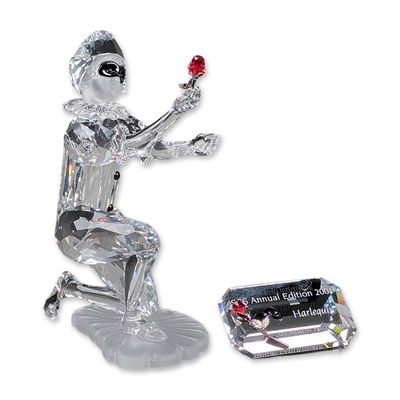 2pc Swarovski SCS 2001 Annual Edition Crystal Figurine, Harlequin with Title Plaque