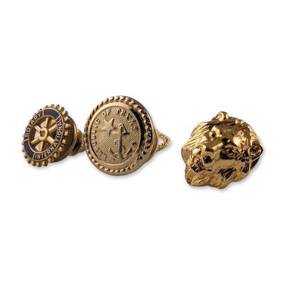 3pc Vintage Gold-Tone Pins and Tie Pin Accessories