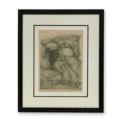 Surrealist Artist's Proof Lithograph on Paper, Signed C. Esnault
