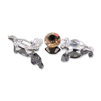 3pc Swarovski Silver Animal Figurines, Chameleon and Alligator
