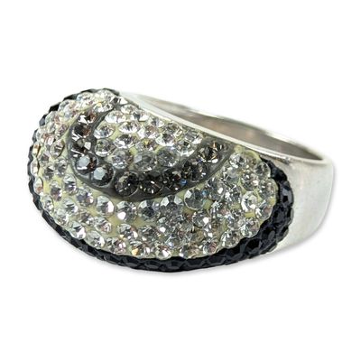 JCM Sterling Silver Pave Swirl Cocktail Ring