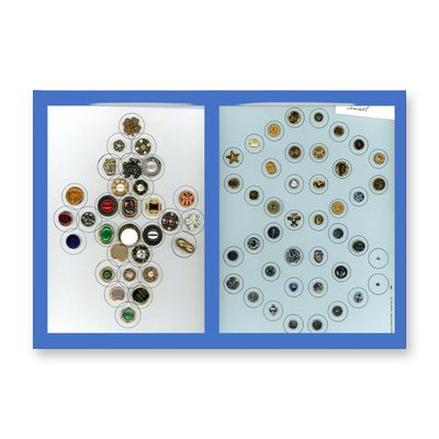 2 CARDS OF DIVISION THREE METALIZED PLASTIC BUTTONS